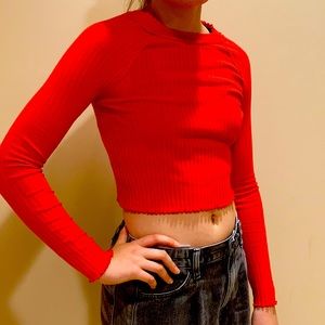 A tight red shirt